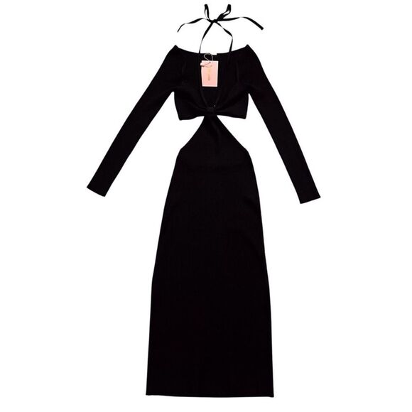 Cult Gaia NEW Small Enzo Ribbed Maxi Dress Cutout Bodycon Minimalist Sexy Party - Picture 2 of 11